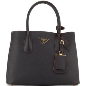 Prada Saffiano black and red interior